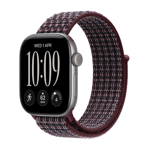 Apple Watch Series 12 GPS + Cellular, 42mm Space Grey Aluminium Case with Burgundy Plaid Sport Loop