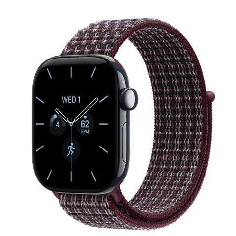 Apple Watch Series 12 GPS + Cellular, 42mm Night Blue Ceramic Case with Burgundy Plaid Sport Loop
