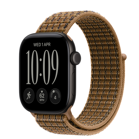 Apple Watch Series 12 GPS + Cellular, 42mm Black Aluminium Case with Light Umber Plaid Sport Loop
