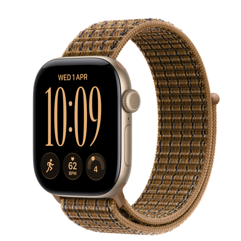 Apple Watch Series 12 GPS, 42mm Light Gold Aluminium Case with Light Umber Plaid Sport Loop