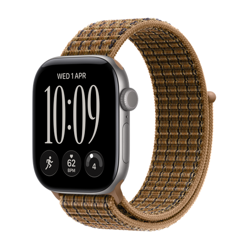 Apple Watch Series 12 GPS, 42mm Space Grey Aluminium Case with Light Umber Plaid Sport Loop
