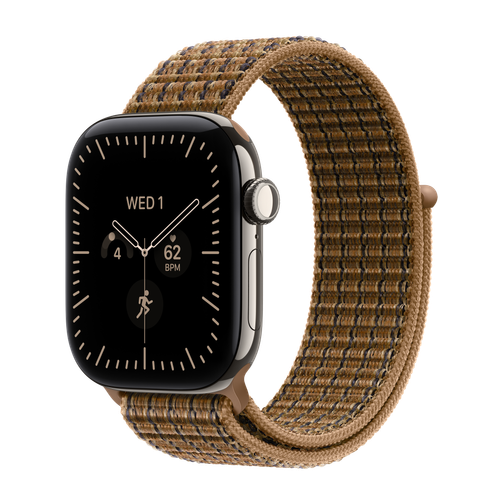 Apple Watch Series 12 GPS + Cellular, 42mm Natural Titanium Case with Light Umber Plaid Sport Loop