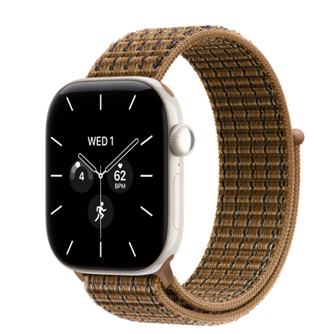 Apple Watch Series 12 GPS + Cellular, 42mm Pearl White Ceramic Case with Light Umber Plaid Sport Loop