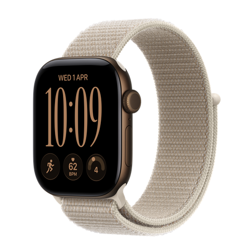 Apple Watch Series 12 GPS, 42mm Dark Bronze Aluminium Case with Limestone Sport Loop