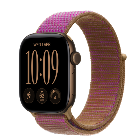 Apple Watch Series 12 GPS + Cellular, 42mm Dark Bronze Aluminium Case with Magenta Sport Loop