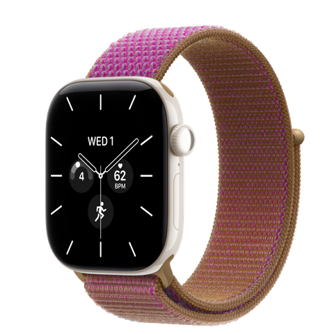 Apple Watch Series 12 GPS + Cellular, 42mm Pearl White Ceramic Case with Magenta Sport Loop