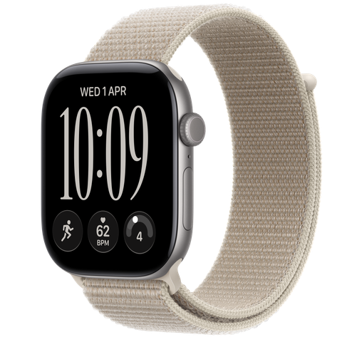 Apple Watch Series 12 GPS + Cellular, 46mm Space Grey Aluminium Case with Limestone Sport Loop