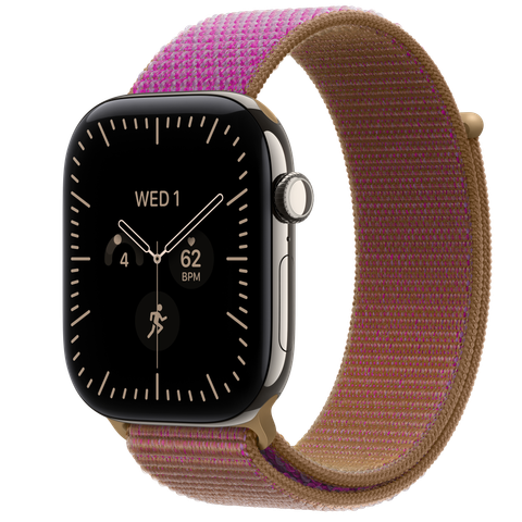 Apple Watch Series 12 GPS + Cellular, 46mm Natural Titanium Case with Magenta Sport Loop