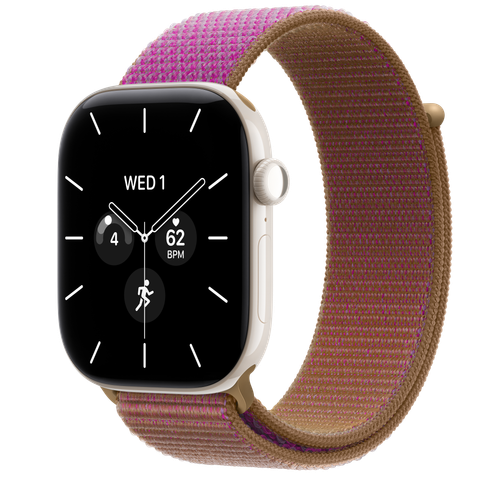 Apple Watch Series 12 GPS + Cellular, 46mm Pearl White Ceramic Case with Magenta Sport Loop
