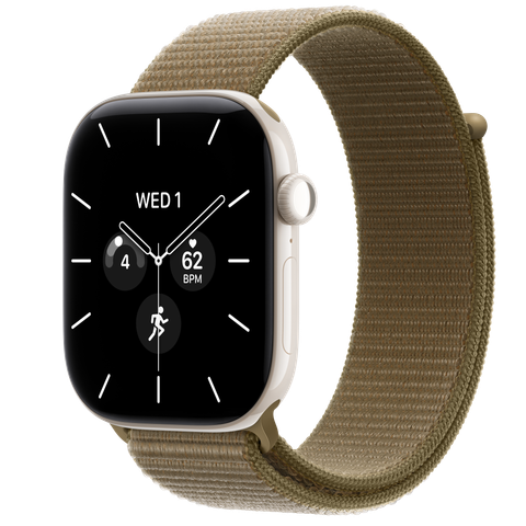 Apple Watch Series 12 GPS + Cellular, 46mm Pearl White Ceramic Case with Olive Sport Loop