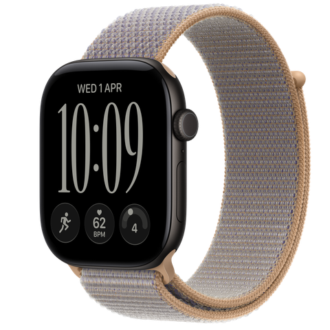 Apple Watch Series 12 GPS, 46mm Black Aluminium Case with Chambray Blue Sport Loop