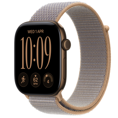Apple Watch Series 12 GPS, 46mm Dark Bronze Aluminium Case with Chambray Blue Sport Loop