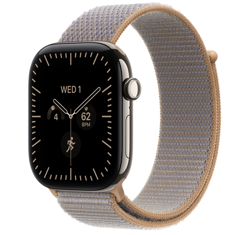 Apple Watch Series 12 GPS + Cellular, 46mm Natural Titanium Case with Chambray Blue Sport Loop