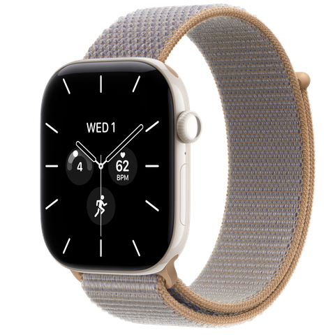 Apple Watch Series 12 GPS + Cellular, 46mm Pearl White Ceramic Case with Chambray Blue Sport Loop