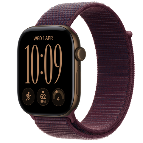 Apple Watch Series 12 GPS, 46mm Dark Bronze Aluminium Case with Burgundy Sport Loop