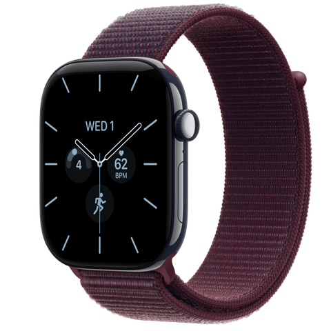 Apple Watch Series 12 GPS + Cellular, 46mm Night Blue Ceramic Case with Burgundy Sport Loop