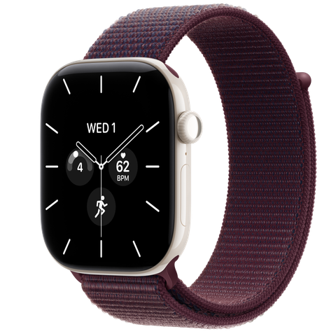 Apple Watch Series 12 GPS + Cellular, 46mm Pearl White Ceramic Case with Burgundy Sport Loop