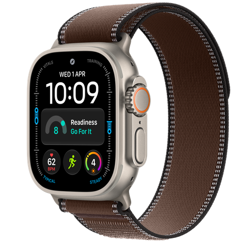 Apple Watch Ultra 4 GPS + Cellular, 49mm Natural Titanium Case with Dark Umber Trail Loop
