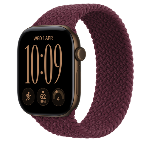 Apple Watch Series 12 GPS, 46mm Dark Bronze Aluminium Case with Burgundy Braided Solo Loop
