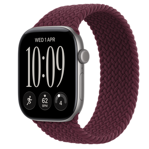 Apple Watch Series 12 GPS, 46mm Space Grey Aluminium Case with Burgundy Braided Solo Loop