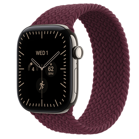 Apple Watch Series 12 GPS + Cellular, 46mm Natural Titanium Case with Burgundy Braided Solo Loop