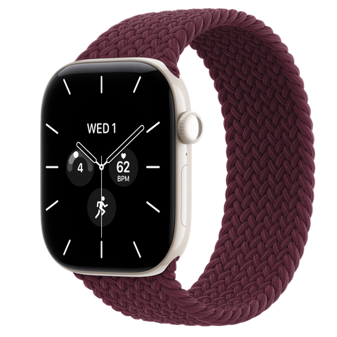 Apple Watch Series 12 GPS + Cellular, 46mm Pearl White Ceramic Case with Burgundy Braided Solo Loop