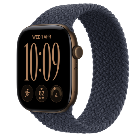 Apple Watch Series 12 GPS, 46mm Dark Bronze Aluminium Case with Navy Blue Braided Solo Loop