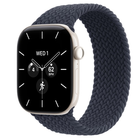 Apple Watch Series 12 GPS + Cellular, 46mm Pearl White Ceramic Case with Navy Blue Braided Solo Loop