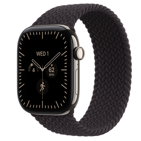 Apple Watch Series 12 GPS + Cellular, 46mm Natural Titanium Case with Black Braided Solo Loop