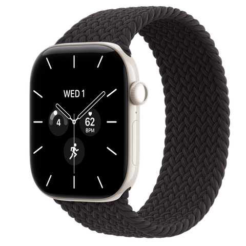 Apple Watch Series 12 GPS + Cellular, 46mm Pearl White Ceramic Case with Black Braided Solo Loop