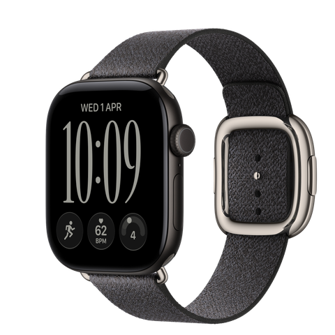 Apple Watch Series 12 GPS, 42mm Black Aluminium Case with Navy Blue Modern Buckle