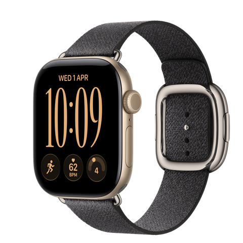 Apple Watch Series 12 GPS, 42mm Light Gold Aluminium Case with Navy Blue Modern Buckle