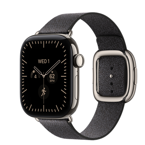 Apple Watch Series 12 GPS + Cellular, 42mm Natural Titanium Case with Navy Blue Modern Buckle