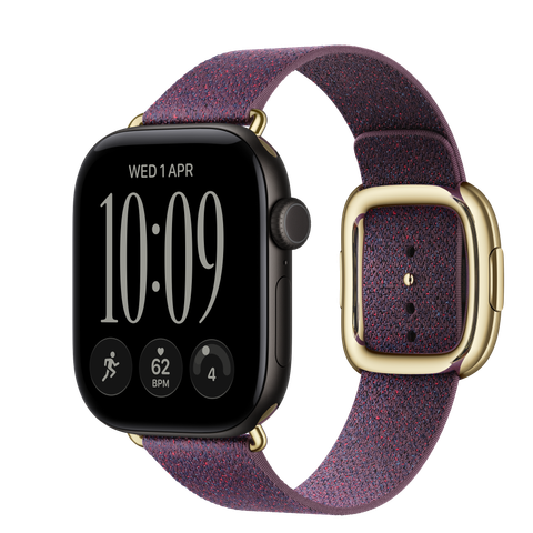 Apple Watch Series 12 GPS + Cellular, 42mm Black Aluminium Case with Mulberry Modern Buckle