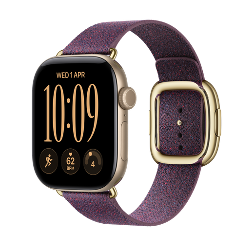 Apple Watch Series 12 GPS, 42mm Light Gold Aluminium Case with Mulberry Modern Buckle