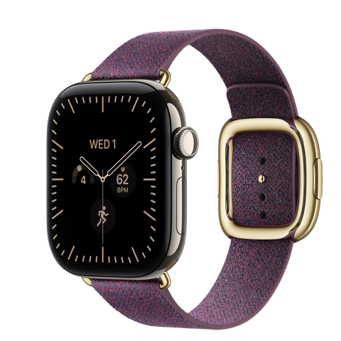 Apple Watch Series 12 GPS + Cellular, 42mm Natural Titanium Case with Mulberry Modern Buckle