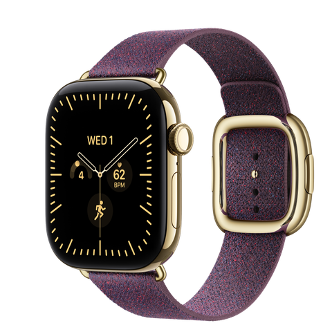 Apple Watch Series 12 GPS + Cellular, 42mm Radiant Gold Titanium Case with Mulberry Modern Buckle