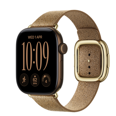 Apple Watch Series 12 GPS, 42mm Dark Bronze Aluminium Case with Camel Modern Buckle