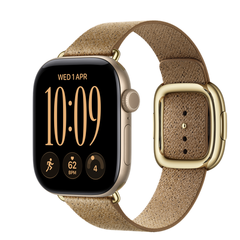 Apple Watch Series 12 GPS, 42mm Light Gold Aluminium Case with Camel Modern Buckle