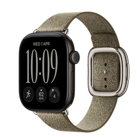 Apple Watch Series 12 GPS + Cellular, 42mm Black Aluminium Case with Sage Modern Buckle