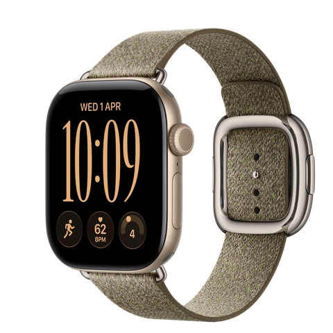 Apple Watch Series 12 GPS + Cellular, 42mm Light Gold Aluminium Case with Sage Modern Buckle