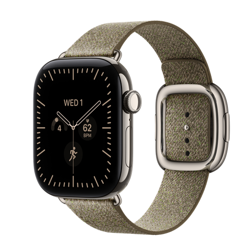 Apple Watch Series 12 GPS + Cellular, 42mm Natural Titanium Case with Sage Modern Buckle