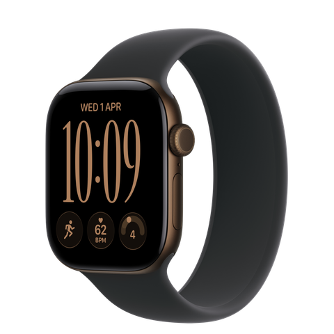 Apple Watch Series 12 GPS + Cellular, 42mm Dark Bronze Aluminium Case with Black Solo Loop