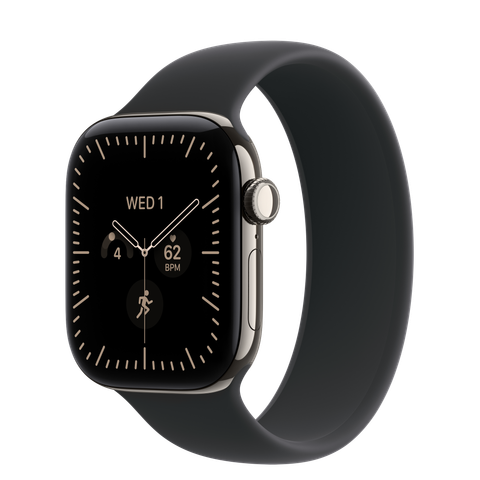 Apple Watch Series 12 GPS + Cellular, 42mm Natural Titanium Case with Black Solo Loop