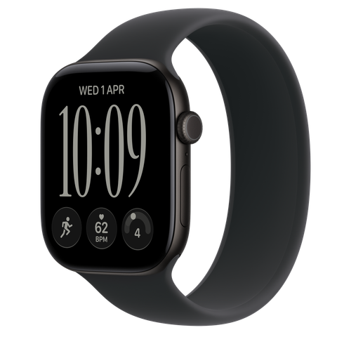 Apple Watch Series 12 GPS + Cellular, 46mm Black Aluminium Case with Black Solo Loop