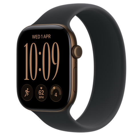 Apple Watch Series 12 GPS, 46mm Dark Bronze Aluminium Case with Black Solo Loop