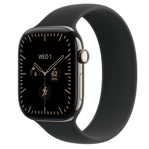 Apple Watch Series 12 GPS + Cellular, 46mm Natural Titanium Case with Black Solo Loop